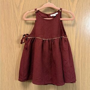 Toddler Girls' Wine Textured Halter Dress with Gold Accent